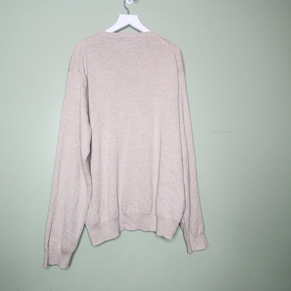 Men's Cream Pullover Sweater Polo Ralph Lauren Pima Cotton Ribb Cuffs/Hem XL - Picture 3 of 5